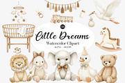 Little Dreams Watercolor Clipart, an Animal Illustration by Primrose Blume (Thumbnail 1 of 5)