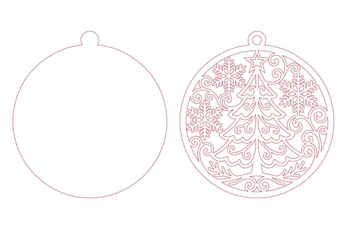 Christmas Tree Ornament Laser Cut, a Seasonal Illustration by CraftArtStudio (Photo 3 of 3)