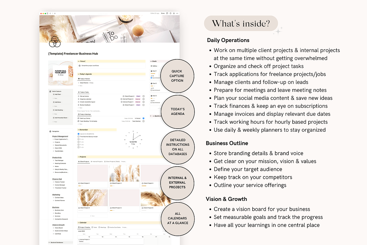 Notion Freelancer Business Planner, a Stationery Template by TheCoastlineStudio (Photo 2 of 10)