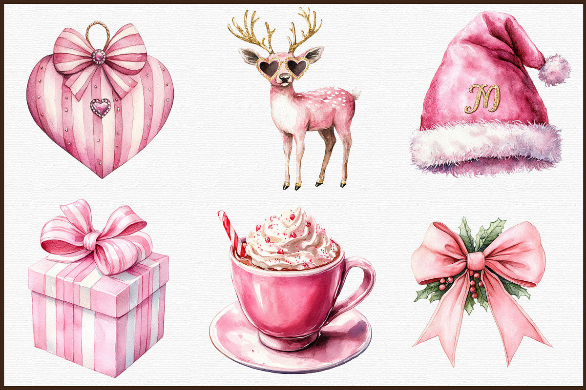 Preppy Pink Christmas Clipart Png, an Illustration by Sublimation Artist (Photo 3 of 6)