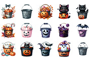 Watercolor Halloween Bucket, an Illustration by Designking (Thumbnail 3 of 5)