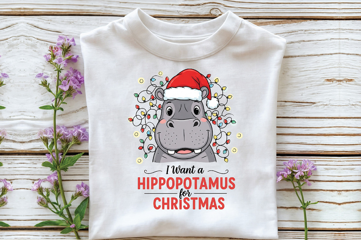 Hippopotamus Funny Christmas, an Illustration by Libby Wishes (Photo 2 of 5)