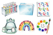 Watercolor Back to School Clipart, an Illustration by Daily.Designs (Thumbnail 5 of 5)