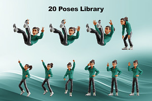 Man Dreadlocks 3D Poses Library V2