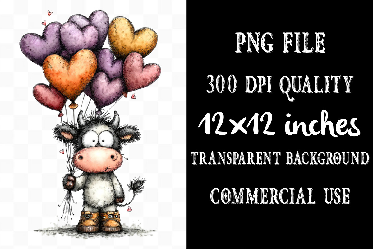 Whimsical Valentine Cow Clipart, an Illustration by Designking (Photo 4 of 5)