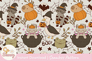 Cozy Halloween Animals Seamless, a Texture Illustration by CpSnowy (Thumbnail 1 of 5)