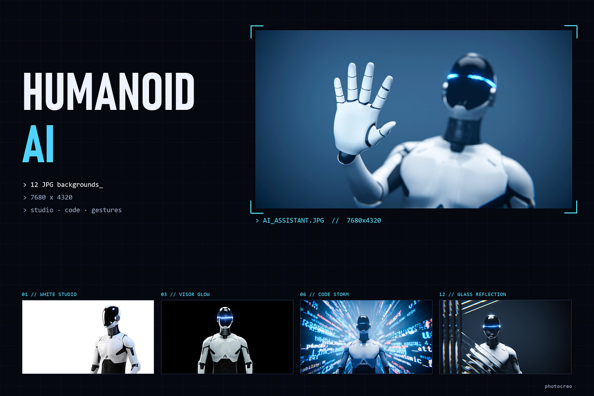 Humanoid AI - 12 JPG Backgrounds, a Background Graphic by Photocreo Michal Bednarek (Photo 1 of 6)