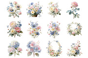 Watercolor Pastel Floral Clipart, an Illustration by DreamArtGraphic (Thumbnail 3 of 4)
