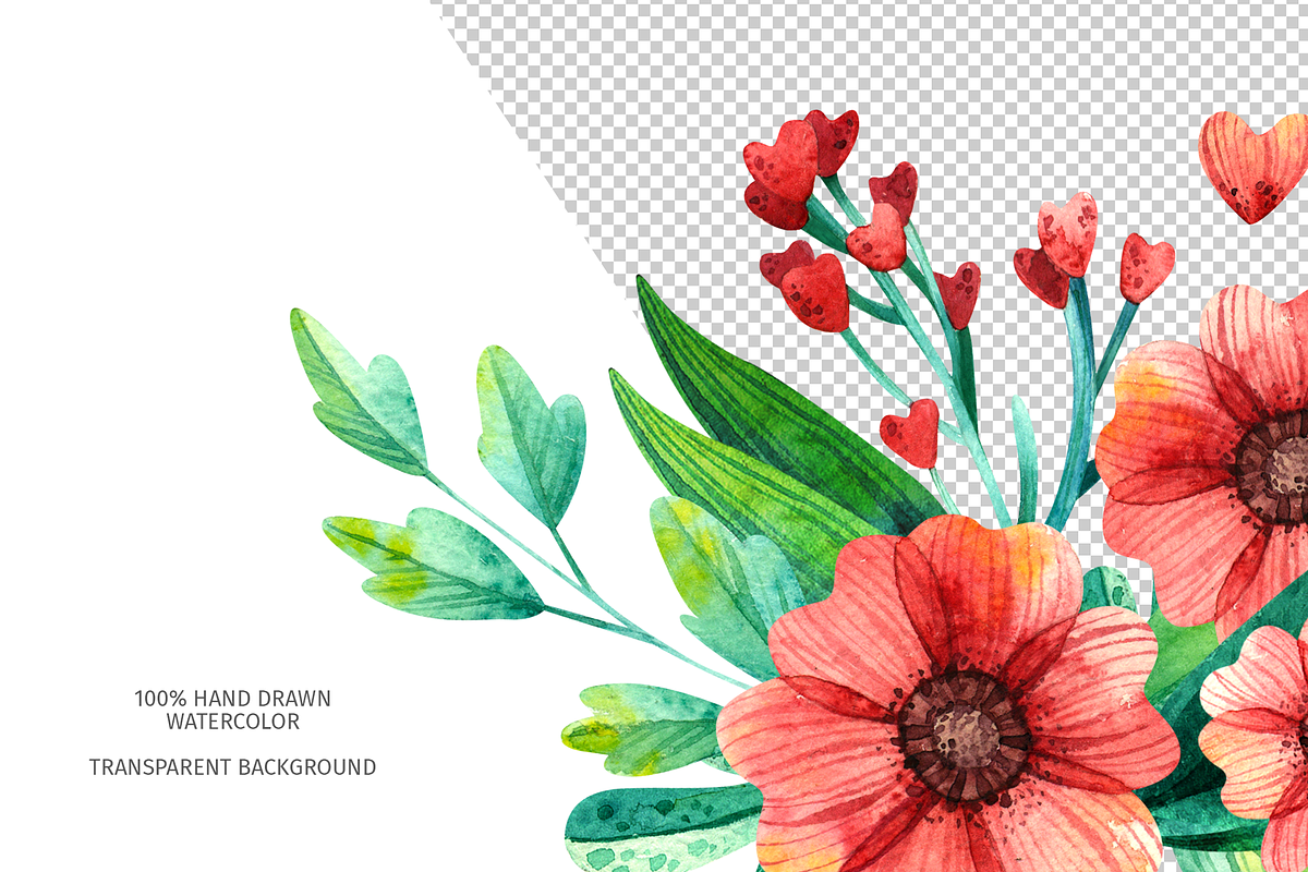 Spring flowers, watercolor clipart, an Illustration by Valin Malin (Photo 4 of 14)