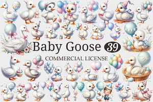 Watercolor Baby White Goose Birthday, a Graphic by designcity5