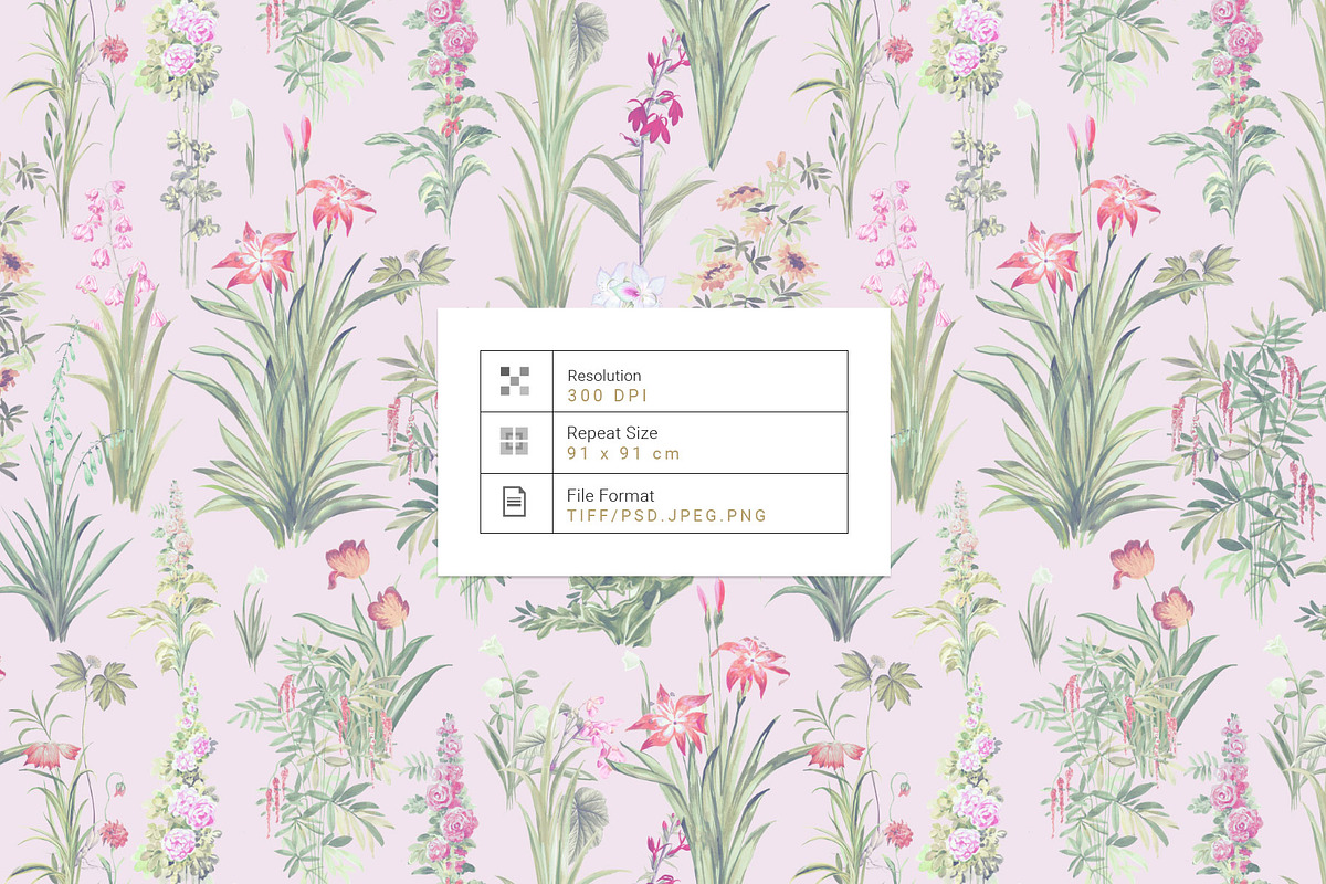 Jardin Silencieux, Watercolor Fleurs, a Pattern Graphic by TSTUDIO (Photo 5 of 14)