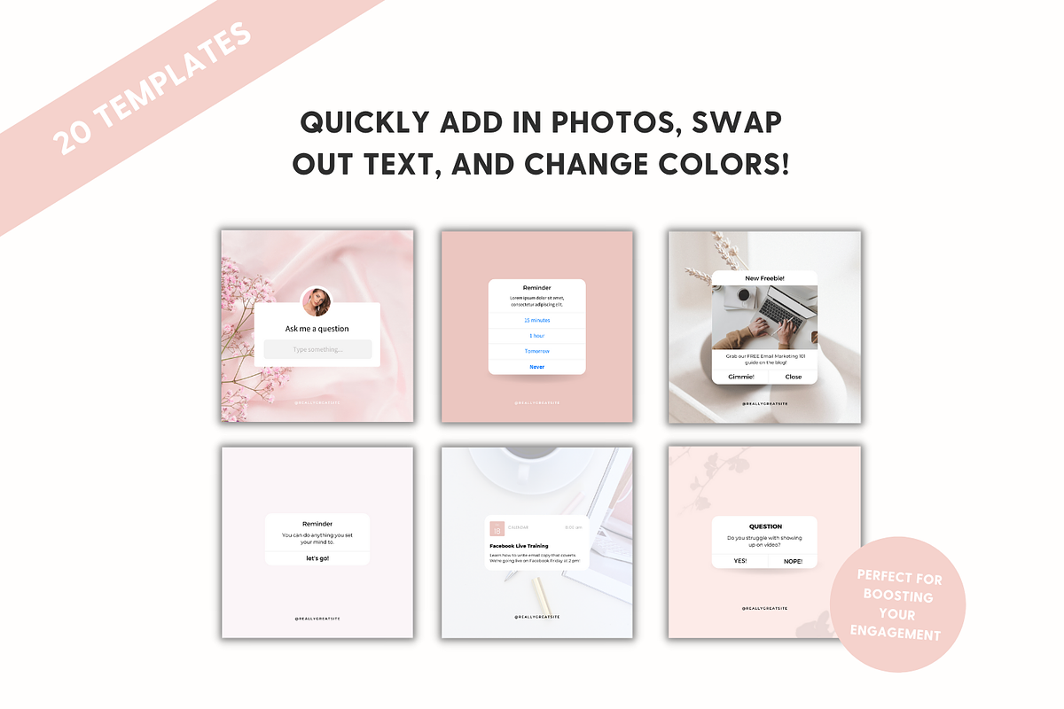Canva Engagement Instagram Templates, a Social Media Template by The Template Lounge (Photo 3 of 7)