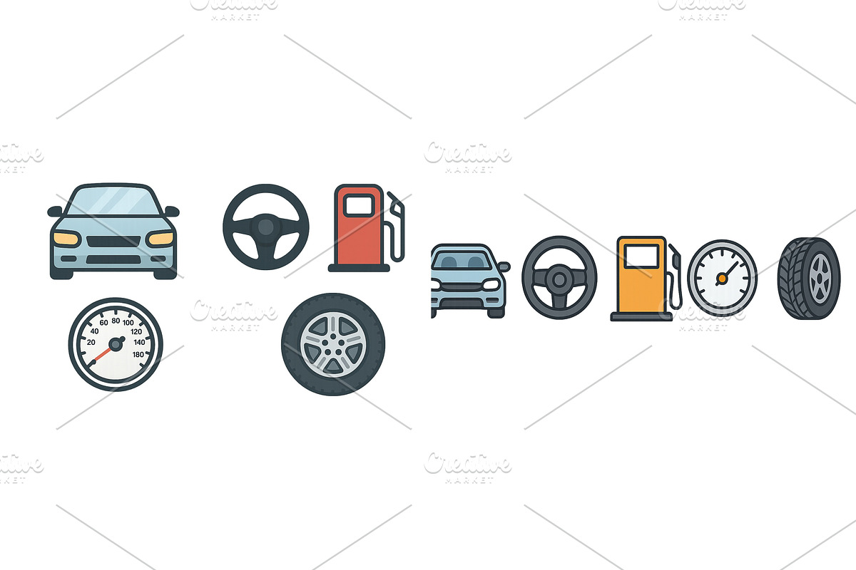Car icons representing various, a Transportation Illustration by ZinetroN