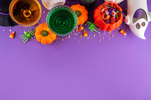 High colored bright Halloween greeting card background, Hallowee