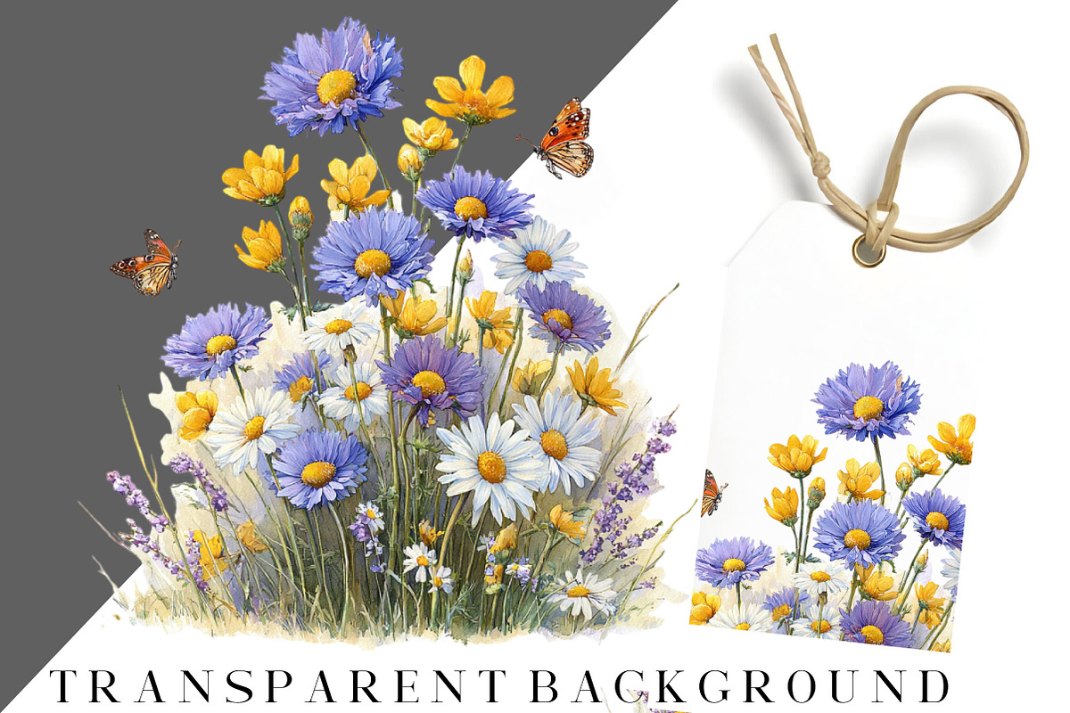 Watercolor Meadow Flowers Clipart, an Illustration by DreamCafeArt (Photo 7 of 8)