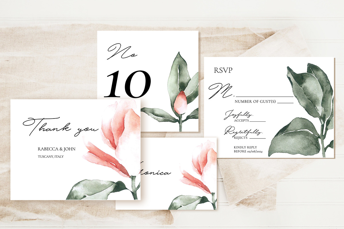 Pink Magnolia Wedding Invitation, an Invitation Template by Artberriez (Photo 4 of 5)