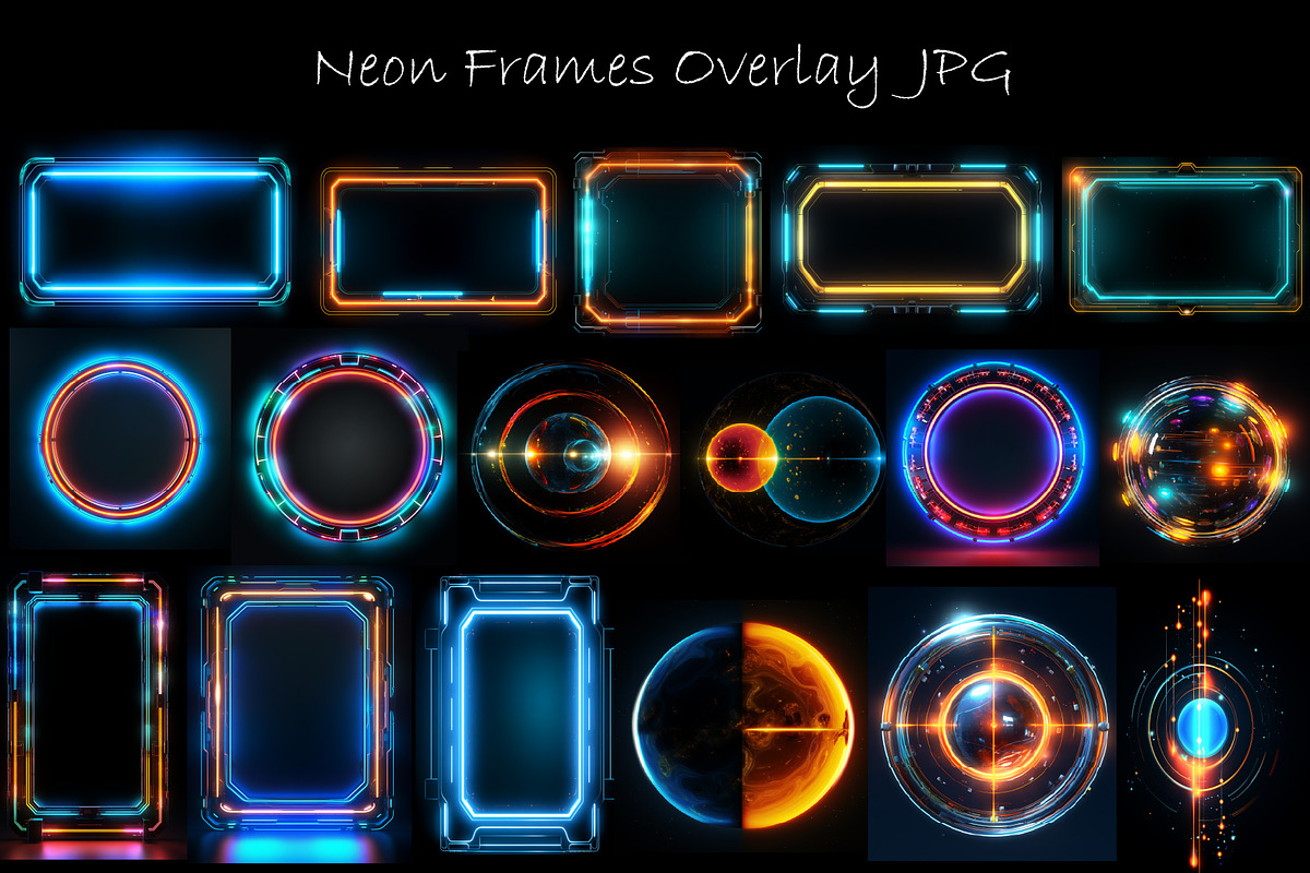 Neon Frame Overlays JPG ,Overlays, a Background Graphic by Chipshpow Graphics (Photo 12 of 13)