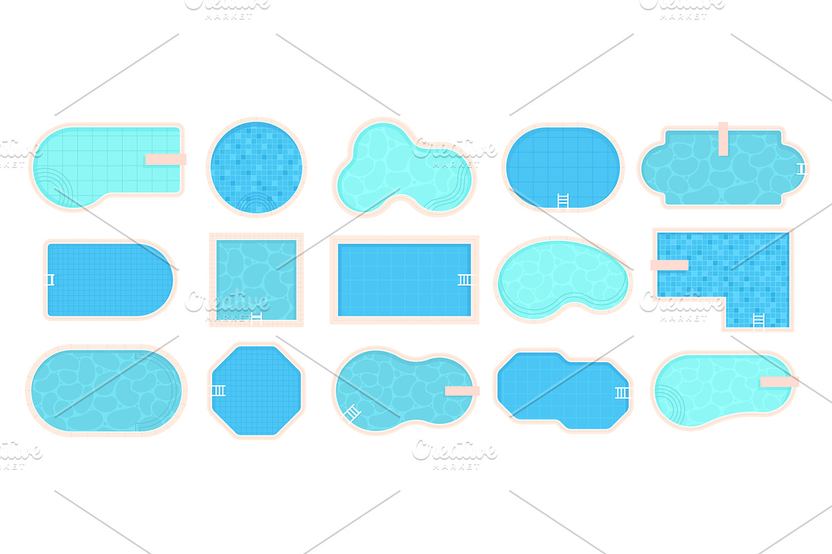Cartoon swimming pool top view, an Illustration by LadadikArt