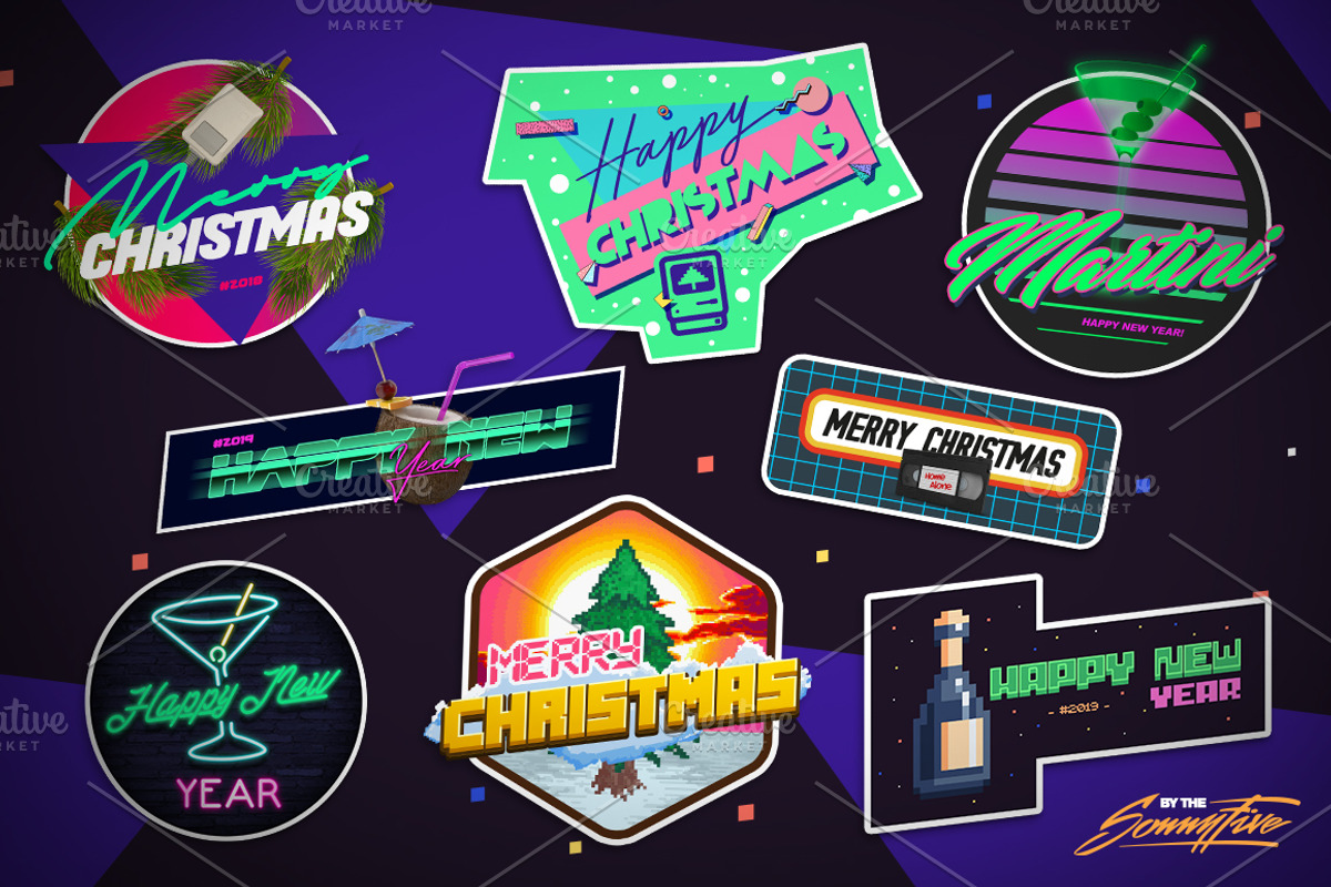 80's Stickers - christmas|newyear, a Branding & Logo Template by Sonnyfive (Photo 2 of 10)
