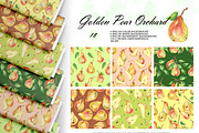 Watercolor Pear Seamless Patterns, a Food Illustration by OlDm_Shop (Thumbnail 1 of 10)