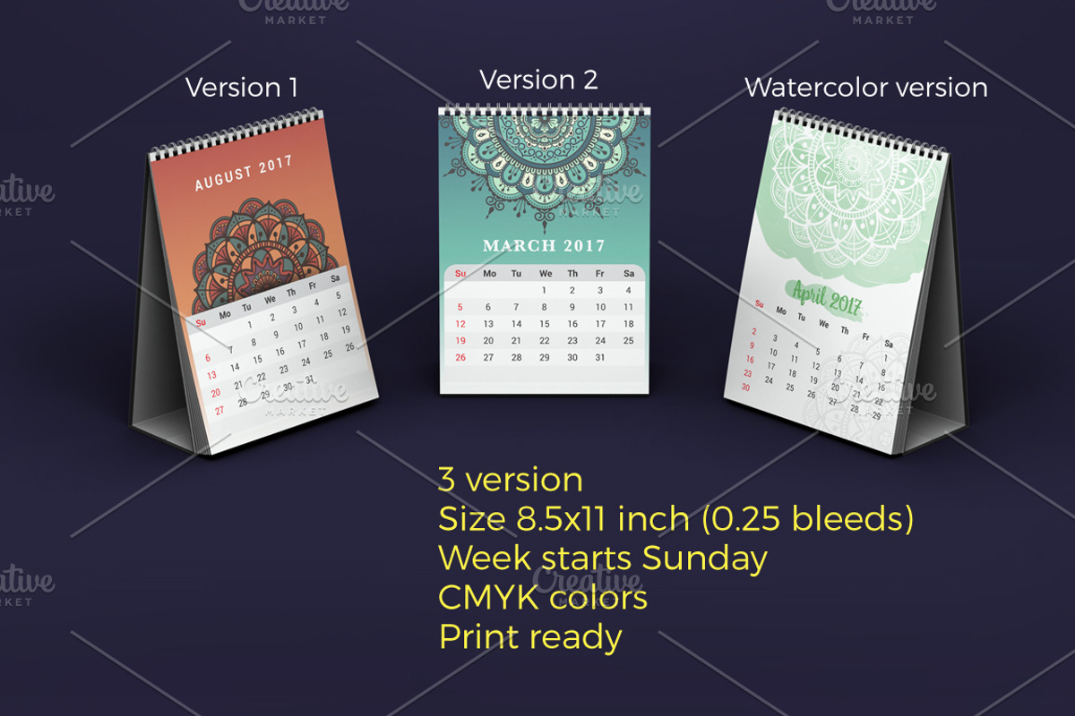 Mandala Desk Calendar 2017, a Poster Template by Raftel (Photo 2 of 4)
