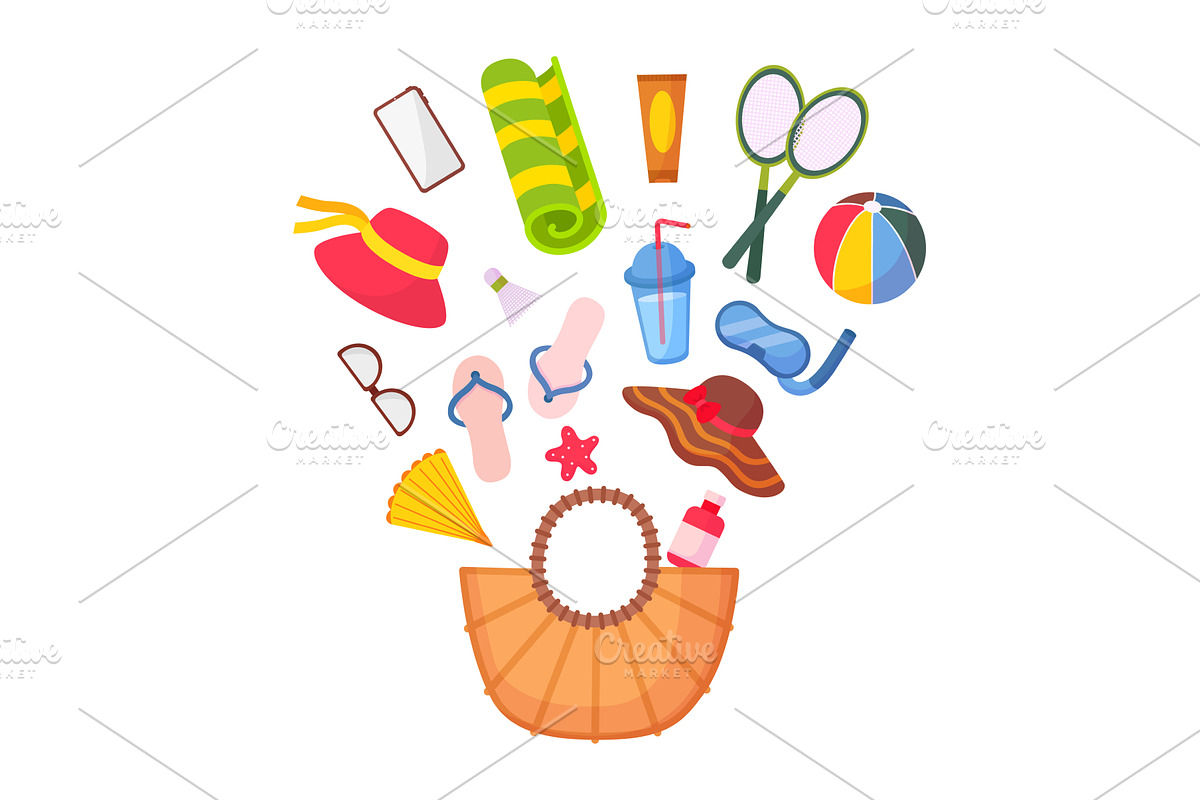 Things for beach bag. Summer rest, an Object Illustration by Valerie Bodnar