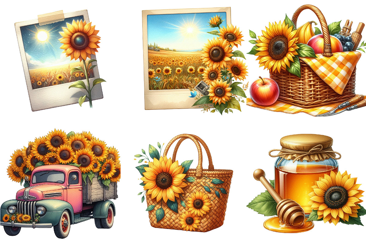 Watercolor Sunflower Sunny Day png, an Illustration by Watercolor design (Photo 4 of 4)