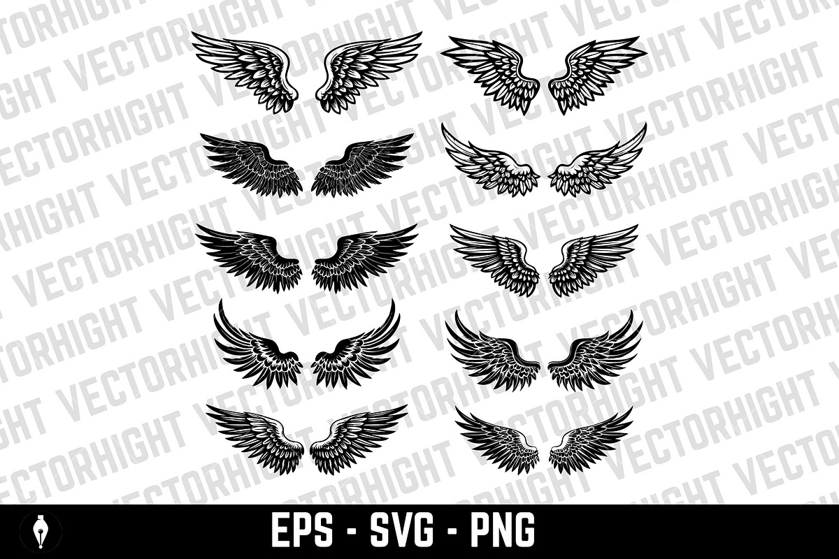 Wings in tattoo style, an Animal Illustration by Vectorhight