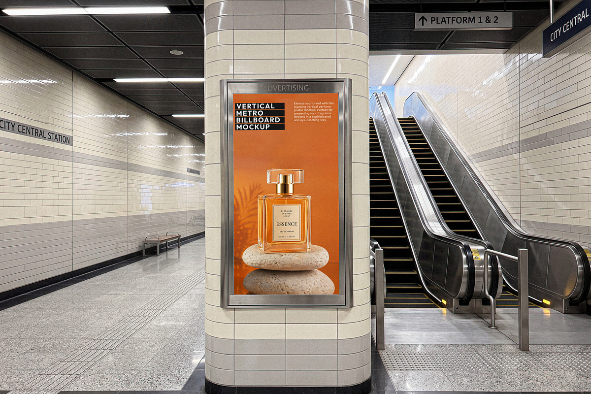 Subway Billboard Mockup, an Advertising Mockup by Designer Dude (Photo 1 of 2)