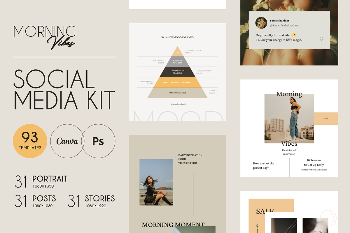 Canva Morning Vibes Social Media Kit, a Social Media Template by Skewline (Photo 1 of 16)