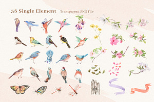 Spring Birds Of Spring Watercolor