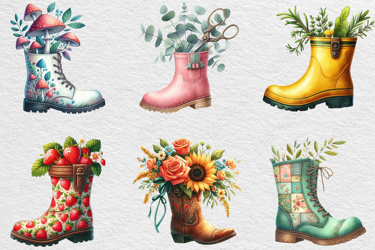 Garden Boots Sublimation Clipart, an Illustration by Black Bird Studio (Photo 5 of 6)