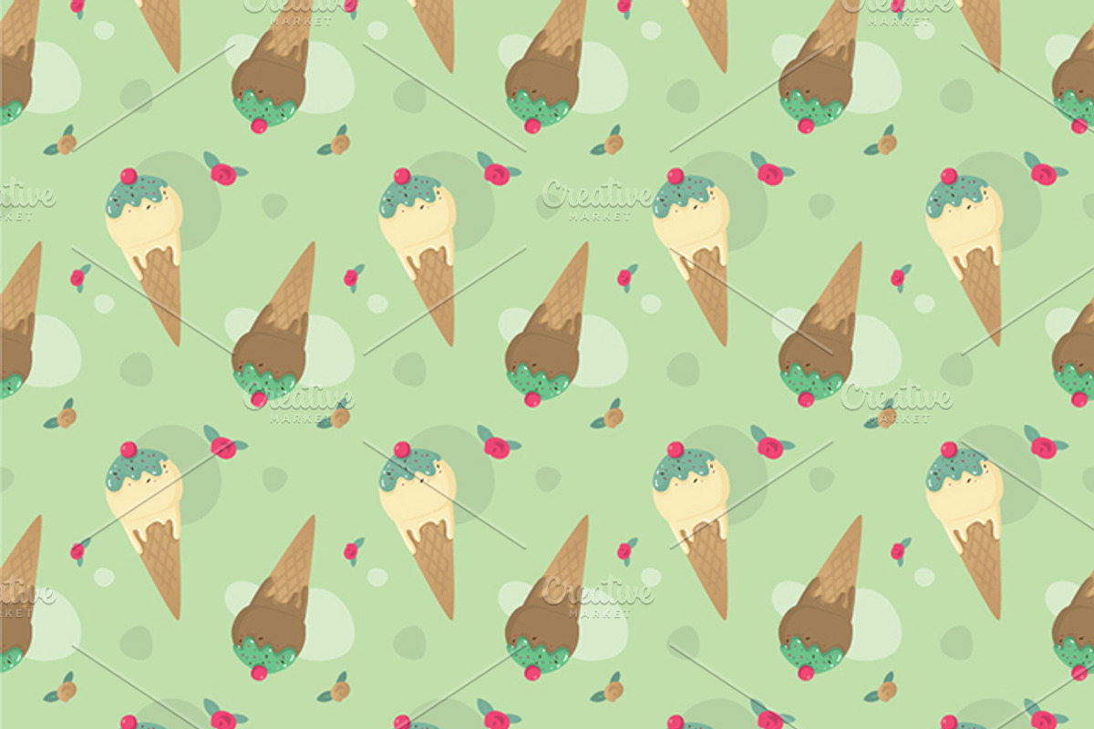 Ice Cream pattern vector set preview 2