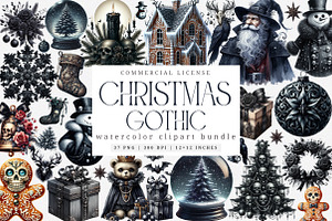 Gothic Christmas clipart bundle, an Illustration by SinaCreation