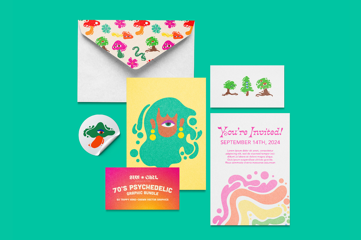 Psychedelic 70's Graphic Bundle, an Object Graphic by sungirlgraphics (Photo 8 of 10)