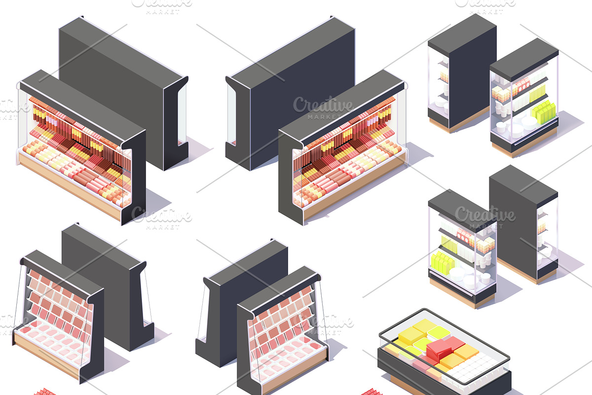 Vector isometric grocery equipment, a Food Illustration by tele52 (Photo 10 of 11)