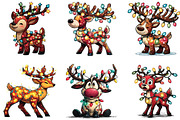 Reindeer Christmas lights Clipart, an Illustration by CraftArtStudio (Thumbnail 2 of 6)