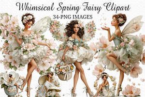 Whimsical Spring Fairy Clipart Png, an Illustration by Craft Nest