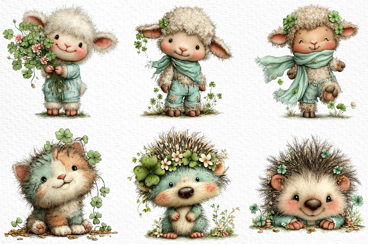 Cute St Patrick’s Animals Clipart, an Illustration by Craft Nest (Photo 3 of 11)