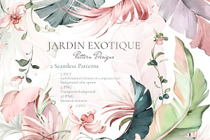 Exotic, Watercolor Tropical Patterns