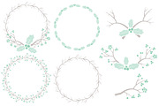 Mint Holly Wreath Clipart & Papers, an Illustration by Amanda Ilkov (Thumbnail 4 of 5)
