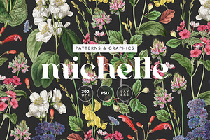 Elegant Botanical Pattern & Flowers