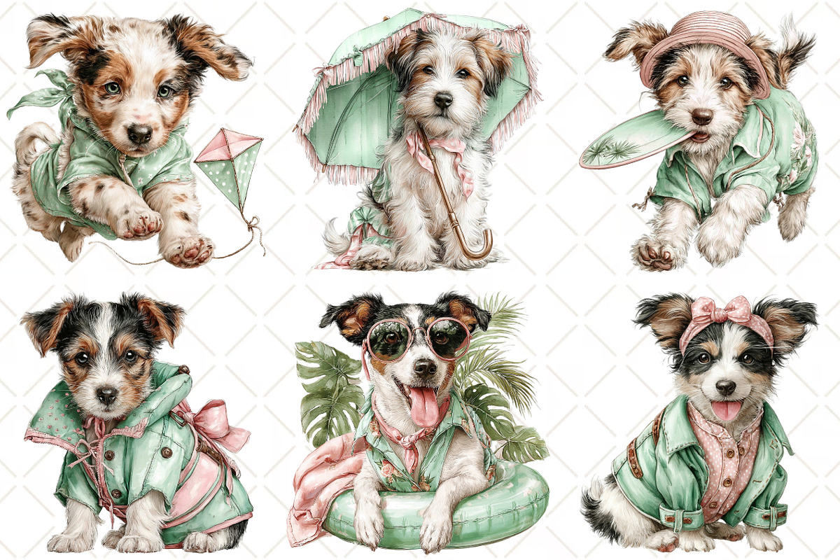 Whimsical Summer Dog Clipart, an Illustration by Black Bird Studio (Photo 5 of 5)