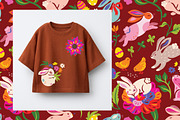 Folk Garden Easter Bunnies, a Pattern Graphic by PenguinHouse (Thumbnail 6 of 6)