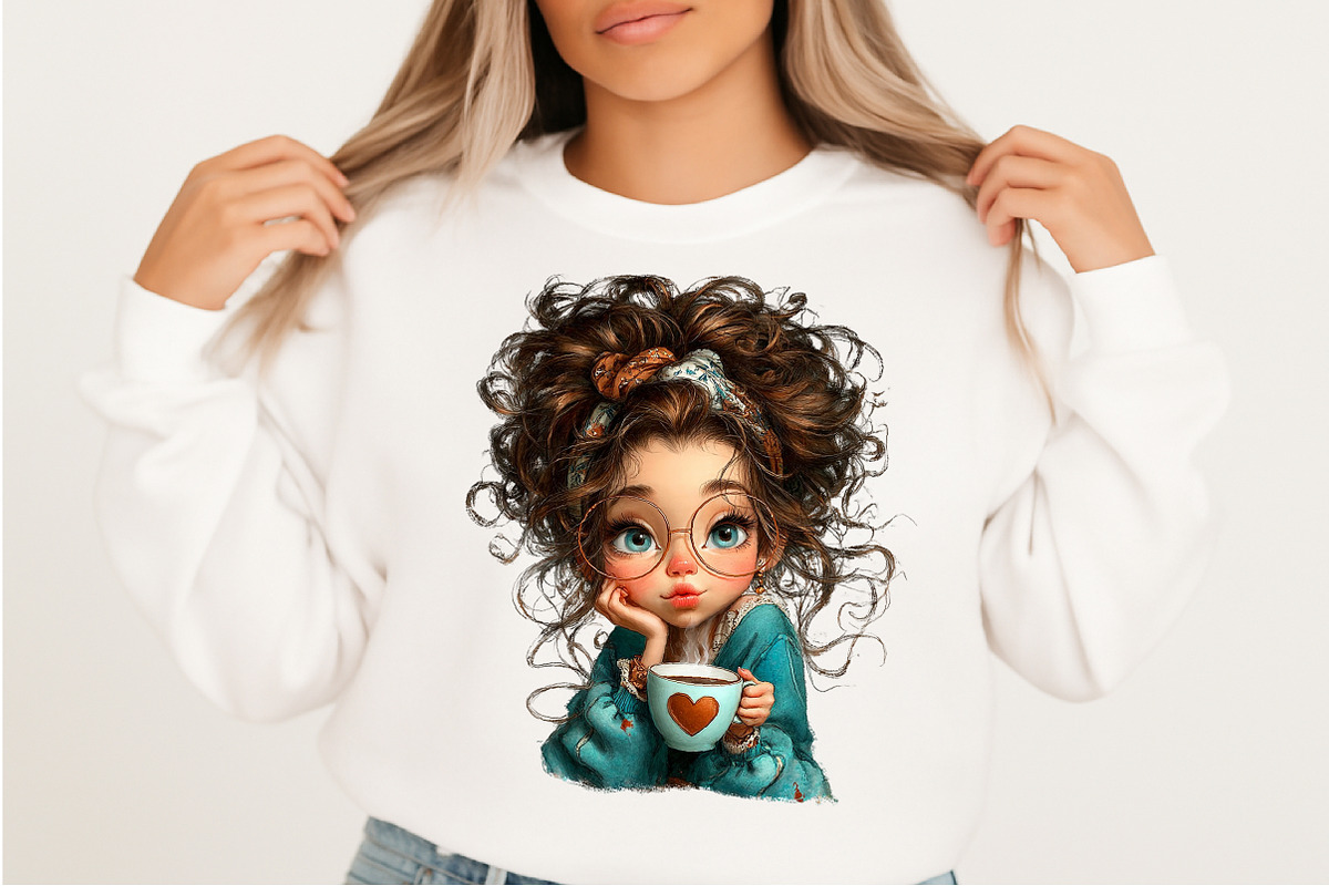 Whimsical Valentine Coffee Girl Png, an Illustration by Craft Nest (Photo 8 of 11)
