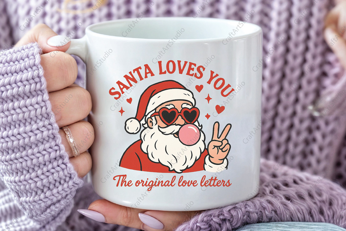 Christmas Santa Loves You PNG, an Illustration by CraftArtStudio (Photo 3 of 4)