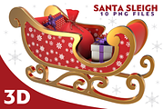 Santa Sleigh - 3D, a Graphic by pixaroma (Thumbnail 1 of 2)