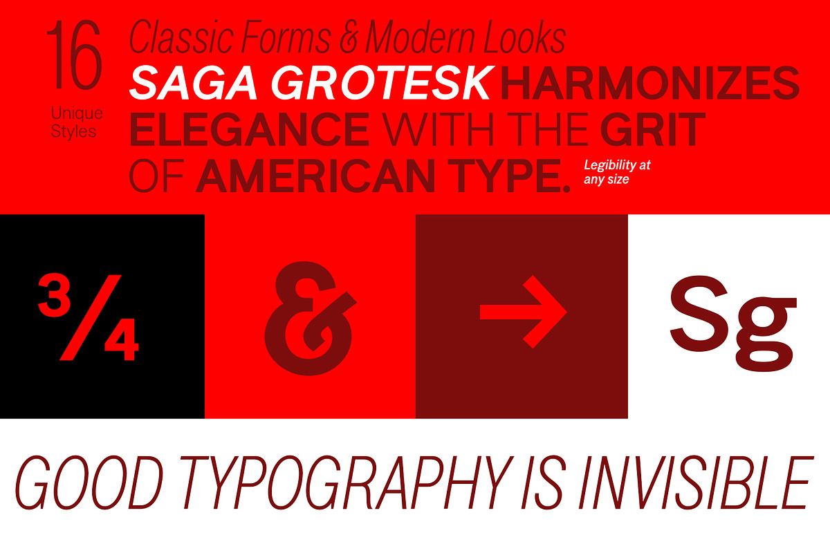 Saga Grotesk Sans Serif 16 Styles, a Sans Serif Font by vatesdesign (Photo 5 of 6)