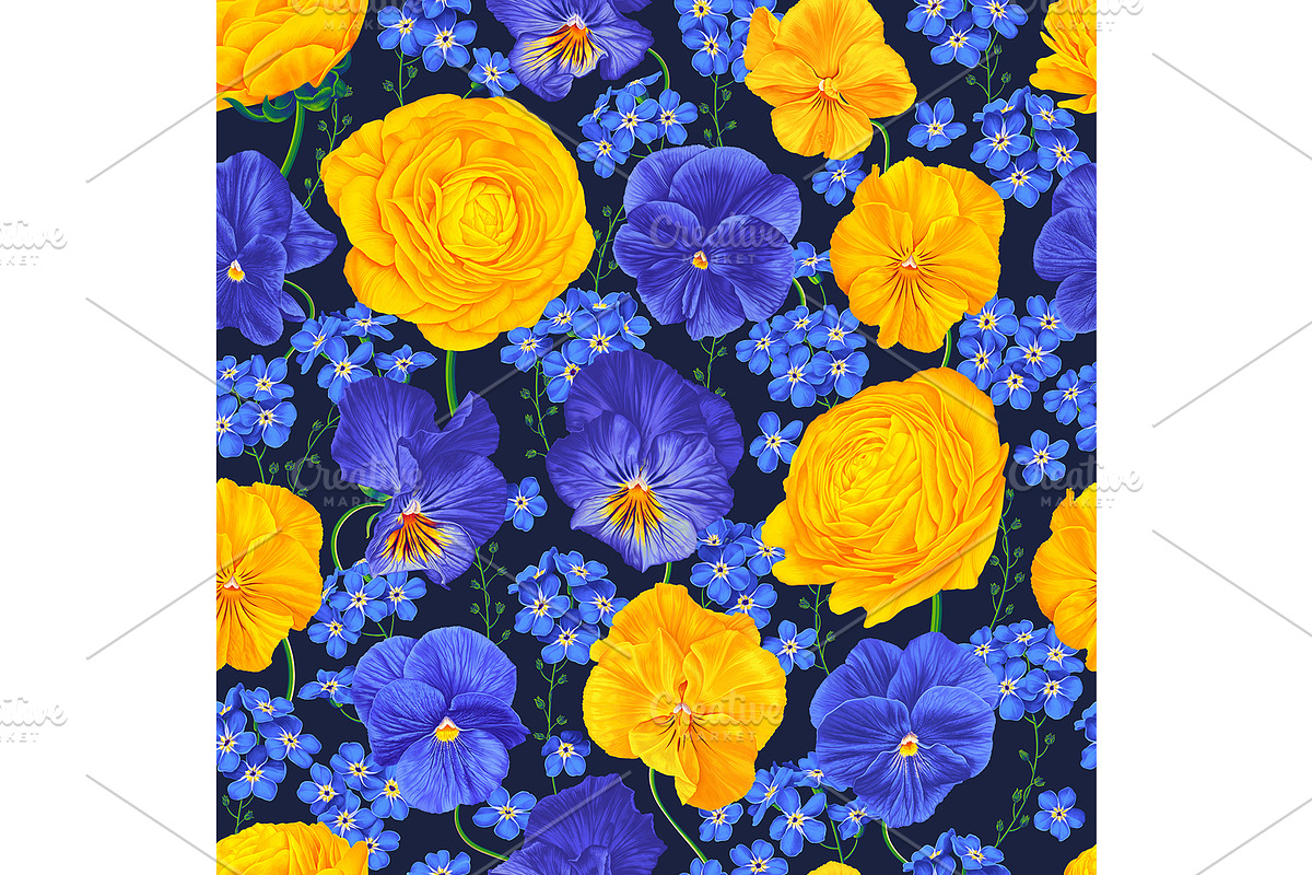 Pattern Pansies and Buttercups, a Pattern Graphic by MarynaPetrovska (Photo 2 of 10)