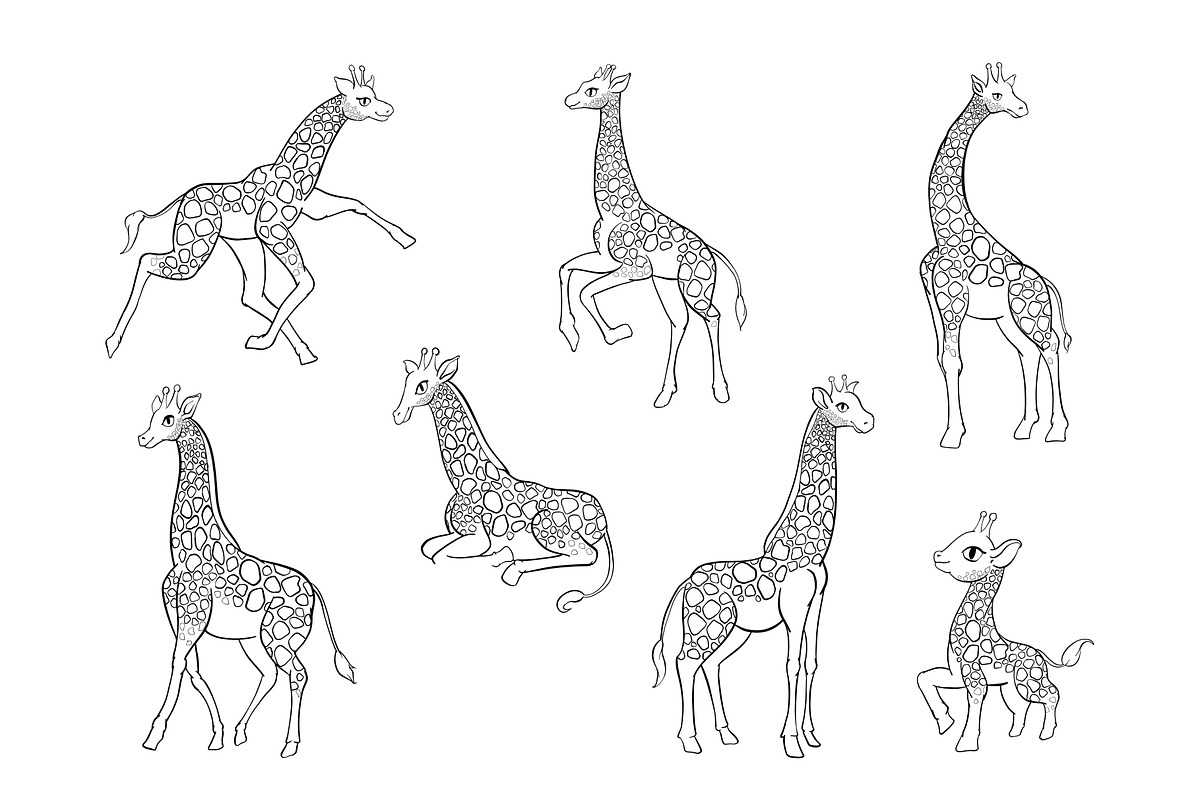 Collection giraffes, an Animal Illustration by Anada Arty